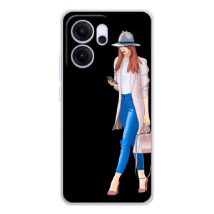 Чохол з картинкою Модні Дівчата OPPO Reno14 F (Дівчина з телефоном)