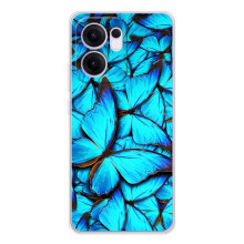 Чохол з принтом для Рено14 Ф - (Прикольні) (AlphaPrint) (Сині метелики)