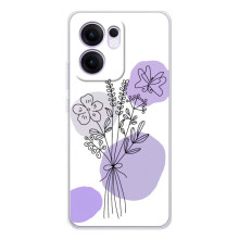 Силиконовый чехол с принтом в цветах на OPPO Reno14 F – Фиолетовый букет