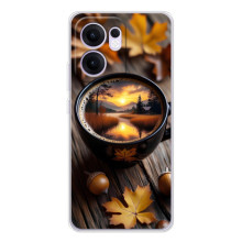 Чехол с уникальным дизайном «Осень с кофе» для OPPO Reno14 F – Тёмный кофе