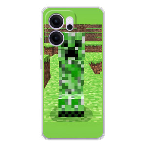 Чехлы для OPPO Reno14 F (Персонажи Майн Крафт) (Крипер 2)
