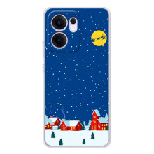 Силіконовий бампер на різдво для OPPO Reno14 F (Місто в снігу)