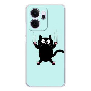Силіконовий чохол з котиком для OPPO Reno14 F – Падаючий кіт
