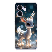 Яркий чехол для OPPO Reno14 F с Зимними Оленятами – Блистающий оленёнок