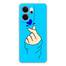 Чехлы (Знак сердечка) на OPPO Reno 14 FS – Сердце на синем