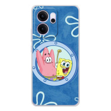 Чехол Губка Боб для ОППО Рено14 ФС (В иллюминаторе)