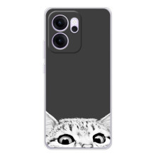 Чехол на ОППО Рено14 ФС с Котами (VPrint) (Выглядывает кот)