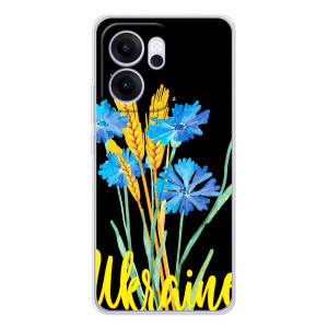 Чехол на OPPO Reno 14 FS Украинский дизайн (Ukraine в цветочках)