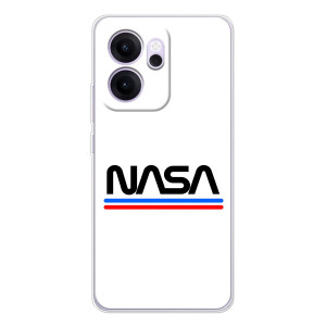 Силиконовый бампер с принтом "Наса" на OPPO Reno 14 FS – NASA на белом фоне