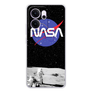 Силиконовый бампер с принтом "Наса" на OPPO Reno 14 FS – Nasa на луне