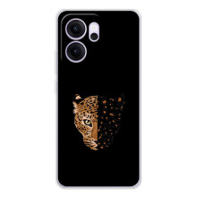 Чехол с леопардовым принтом на OPPO Reno 14 FS (Леопард на черном)