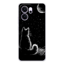 Чехол с принтом для OPPO Reno 14 FS (AlphaPrint) Модные коты (Котик и луна)