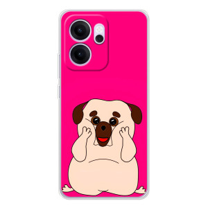 Чехол (ТПУ) Милые собачки для OPPO Reno 14 FS (Веселый Мопсик)