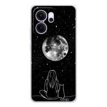 Чехол с рисунком кот на OPPO Reno 14 FS (Девушка с котом)