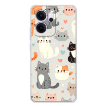 Чехол с рисунком кот на OPPO Reno 14 FS (Коллаж котов)