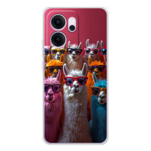 Чохол з принтом стильні тварини для ОППО Рено14 ФС (Лами в окулярах)