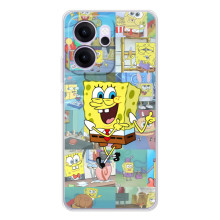 Силиконовый чехол Спанч Боб на ОППО Рено14 ФС – Радостный Спанч Боб