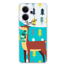 Силіконовий бампер з картинкою звірів для OPPO Reno 14 FS (Олень із шарфом)