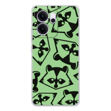 Силиконовый Чехол с Енотами на OPPO Reno 14 FS – Мордочки Енота