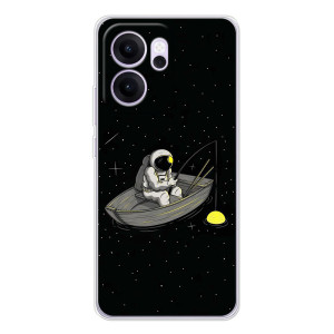 Силиконовый Чехол с принтом "Космонавты" на OPPO Reno 14 FS – Космонавт на рыбалке