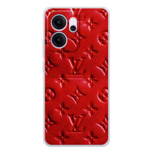 Текстурный Чехол Louis Vuitton для ОППО Рено14 ФС (Красный ЛВ)