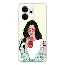 Силиконовый Чехол на OPPO Reno 14 FS с картинкой Стильных Девушек (С напитком)