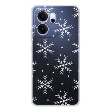 Зимні Чохли для ОППО Рено14 ФС - прозорий фон (Білі сніжинки)