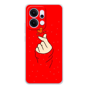 Чехлы (Знак сердечка) на OPPO Reno14 Pro – Сердце на красном