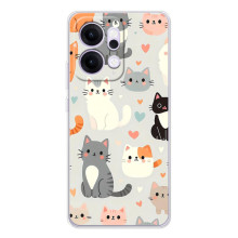 Чехол с рисунком кот на OPPO Reno14 Pro (Коллаж котов)