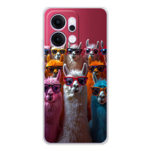 Чохол з принтом стильні тварини для Рено 14 Про (Лами в окулярах)