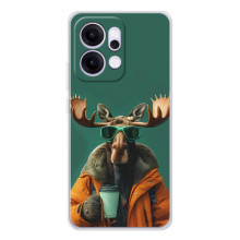 Чохол з принтом стильні тварини для Рено 14 Про (Лось з кавою)