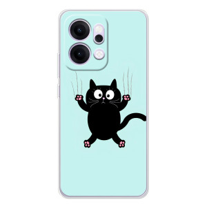 Силиконовый чехол с котиком для OPPO Reno14 Pro (Падающий кот)