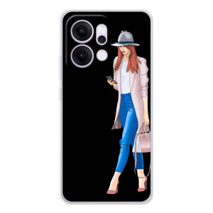 Чехол с картинкой Модные Девчонки OPPO Reno14 – Девушка со смартфоном