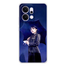 Чехлы Венсдей на OPPO Reno14 Уэнсдей (AlphaPrint) (Уэнздей с зонтом)