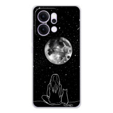 Чехол с рисунком кот на OPPO Reno14 (Девушка с котом)