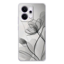 Чохол з квітковим принтом на Рено 14 (Чорні квіти)