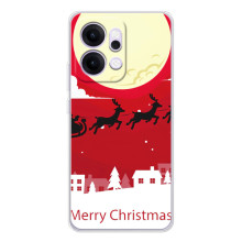 Рождественские Чехлы для OPPO Reno14 (VPrint) (Санта с оленями)
