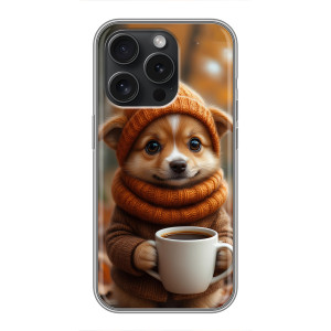 Печатный чехол «Зверята с кофе» для OPPO Reno15 Pro – Собачка с кофе