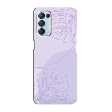 Чохол квітковий дизайн для Oppo Reno5 4G – Монстера фіолетова