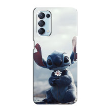 Чехол с рисунком Стич для Oppo Reno5 4G – Стич с цветочком