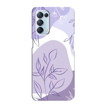 Силиконовый чехол с принтом в цветах на Oppo Reno5 4G – Фиолетовый дизайн