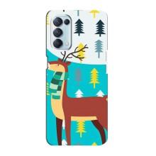 Силіконовий бампер з картинкою звірів для Oppo Reno5 4G (Олень із шарфом)