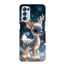 Яркий чехол для Oppo Reno5 4G с Зимними Оленятами – Блистающий оленёнок