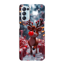 Яркий чехол для Oppo Reno5 4G с Зимними Оленятами – Олень среди подарков