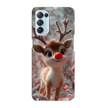 Яркий чехол для Oppo Reno5 4G с Зимними Оленятами