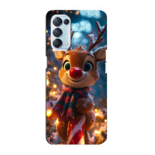 Яркий чехол для Oppo Reno5 4G с Зимними Оленятами – Олень в шарфе