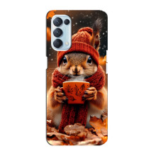 Друкований чохол 'Звірята з кавою' для Oppo Reno5 4G – Білка з кавою