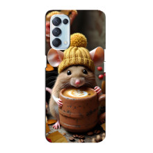 Друкований чохол 'Звірята з кавою' для Oppo Reno5 4G – Мишка з кавою