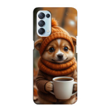 Друкований чохол 'Звірята з кавою' для Oppo Reno5 4G – Песик з кавою