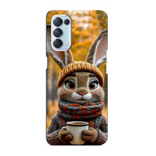 Друкований чохол 'Звірята з кавою' для Oppo Reno5 4G – Зайчик з кавою